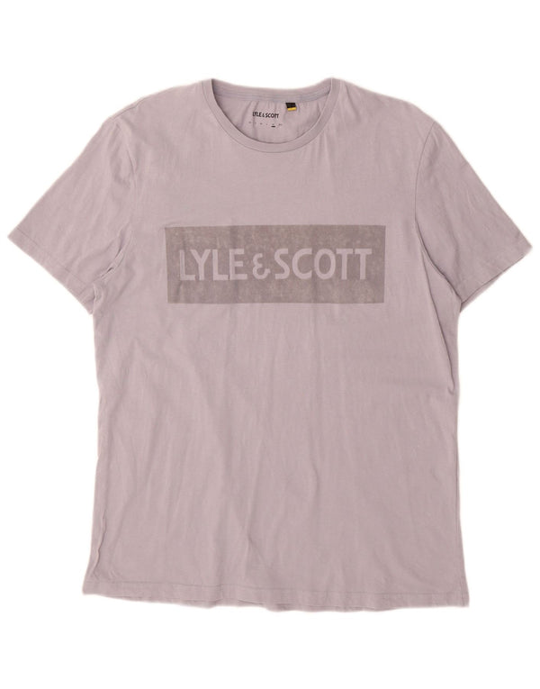 LYLE & SCOTT Mens Graphic T-Shirt Top XL Grey Cotton