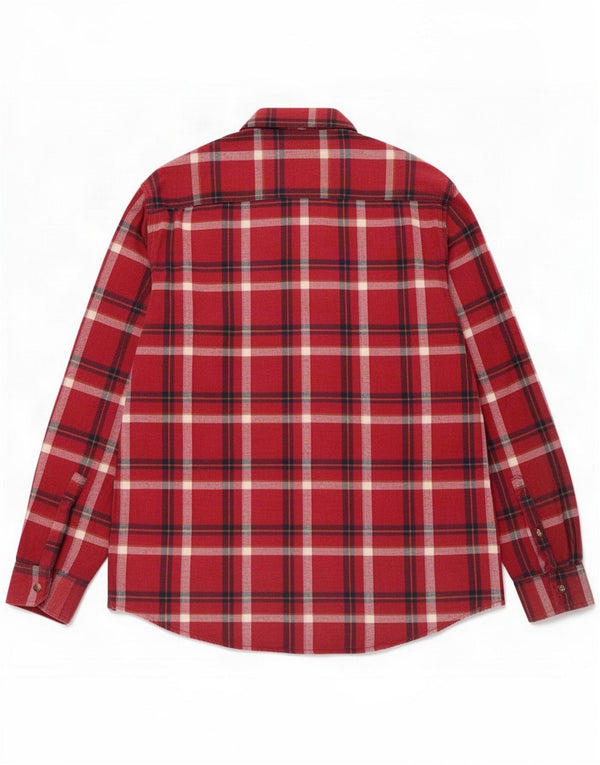 Vintage Mens Flannel Shirt XL Red Check Cotton