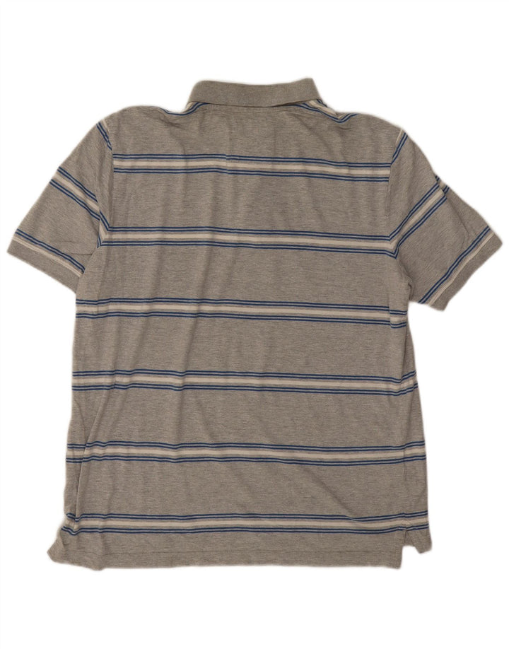Crew Clothing Мужская рубашка-поло из хлопка среднего серого цвета в полоску