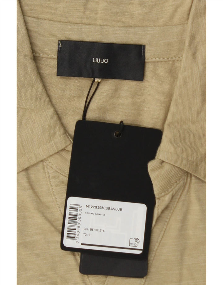 LIU JO Mens Polo Shirt Small Beige Cotton