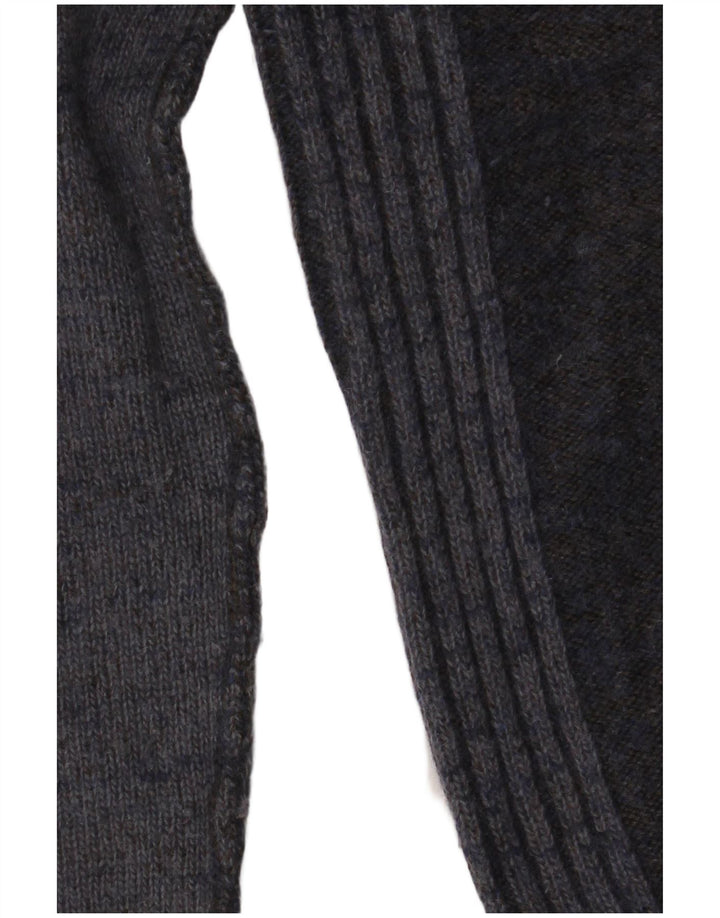 Мужской джемпер с круглым вырезом Zara, шерстяной свитер среднего серого цвета с цветными блоками