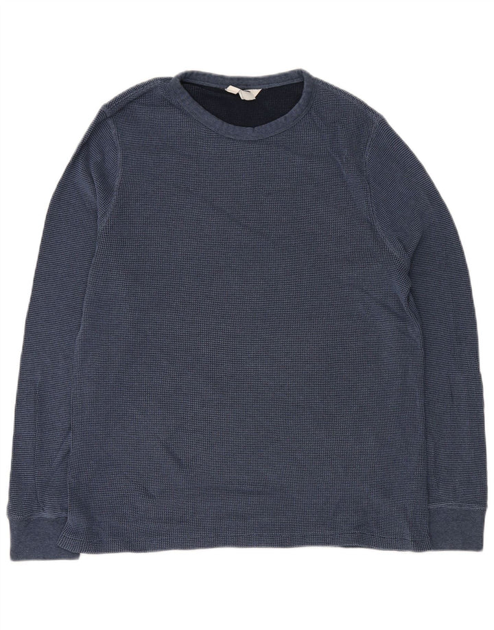 MARKS & SPENCER Мужской топ свободного кроя с длинными рукавами, средний синий хлопок