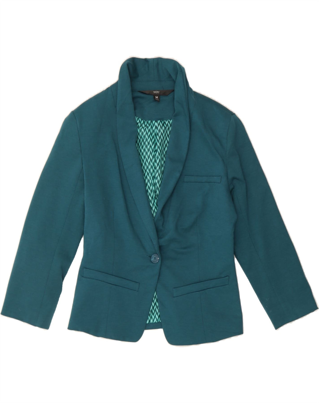 MOSSIMO Womens 1 Button Blazer Jacket UK 12 Medium Green Polyester Vintage Mossimo and Second-Hand Mossimo from Messina Hembry 