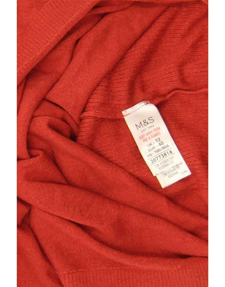 Женский укороченный джемпер с круглым вырезом Marks & Spencer UK 12, средний красный