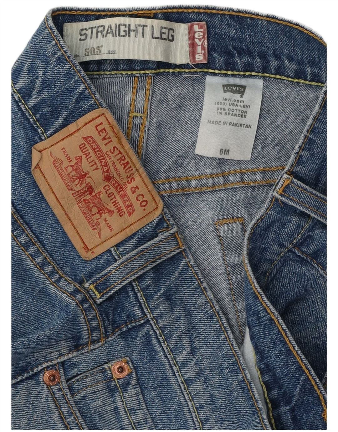 Женские прямые джинсы LEVI'S 505 США 6 Средний W30 L31 Синий хлопок