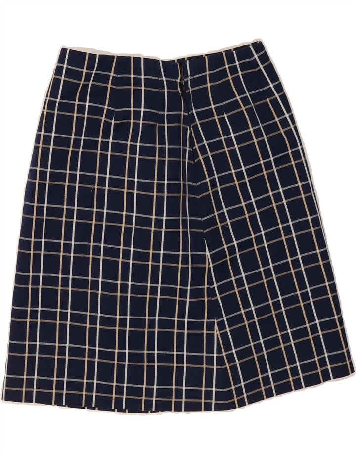 VINTAGE Womens A-Line Skirt W26 Small Navy Blue Check Vintage Vintage and Second-Hand Vintage from Messina Hembry 