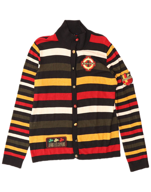 LES COPAINS Womens Cardigan Sweater IT 46 Large Multicoloured Striped Silk
