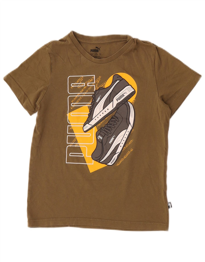 Футболка с рисунком Puma для мальчиков, топ 9–10 лет, цвет хаки