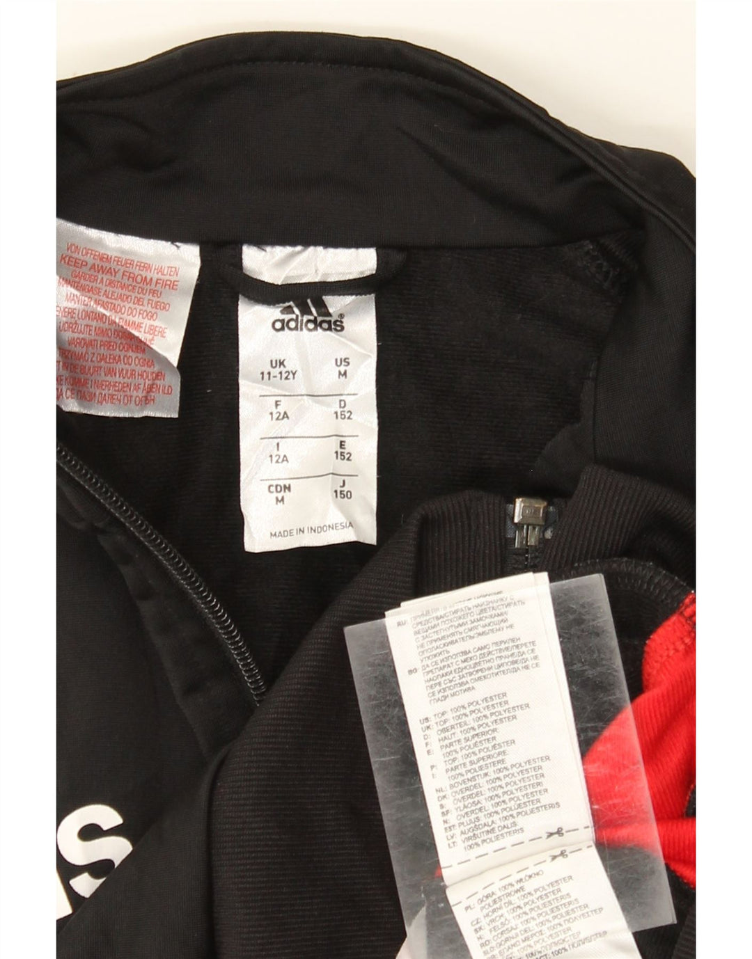 Спортивный костюм Adidas для мальчиков с графическим рисунком, верхняя куртка 11–12 лет, черный с цветными блоками