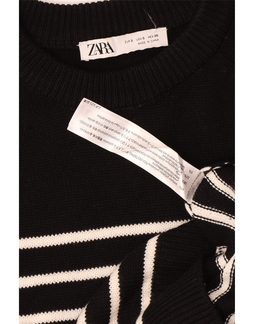 Женское платье-джемпер Zara UK 10, маленький полиэстер в черную полоску