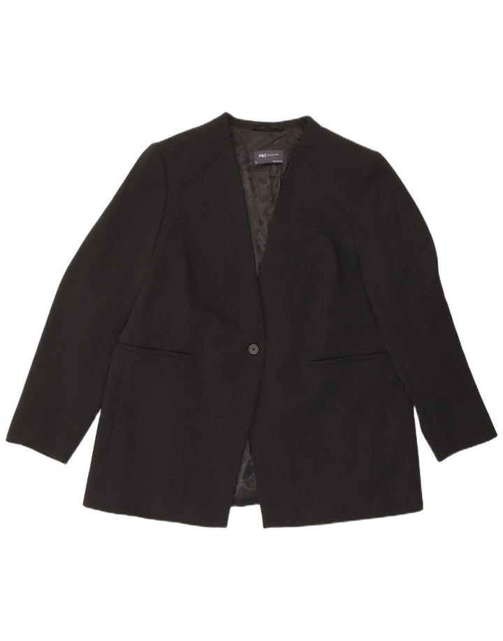 Женский пиджак на 1 пуговице Marks & Spencer UK 18 XL, черный полиэстер