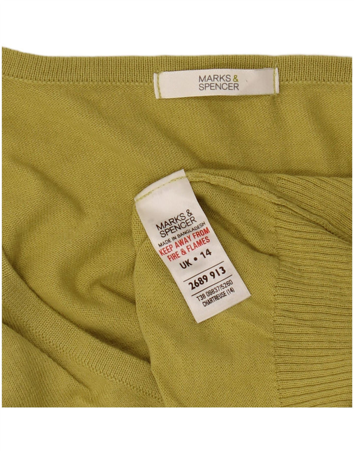 Женский кардиган с коротким рукавом Marks & Spencer UK 14, средний желтый