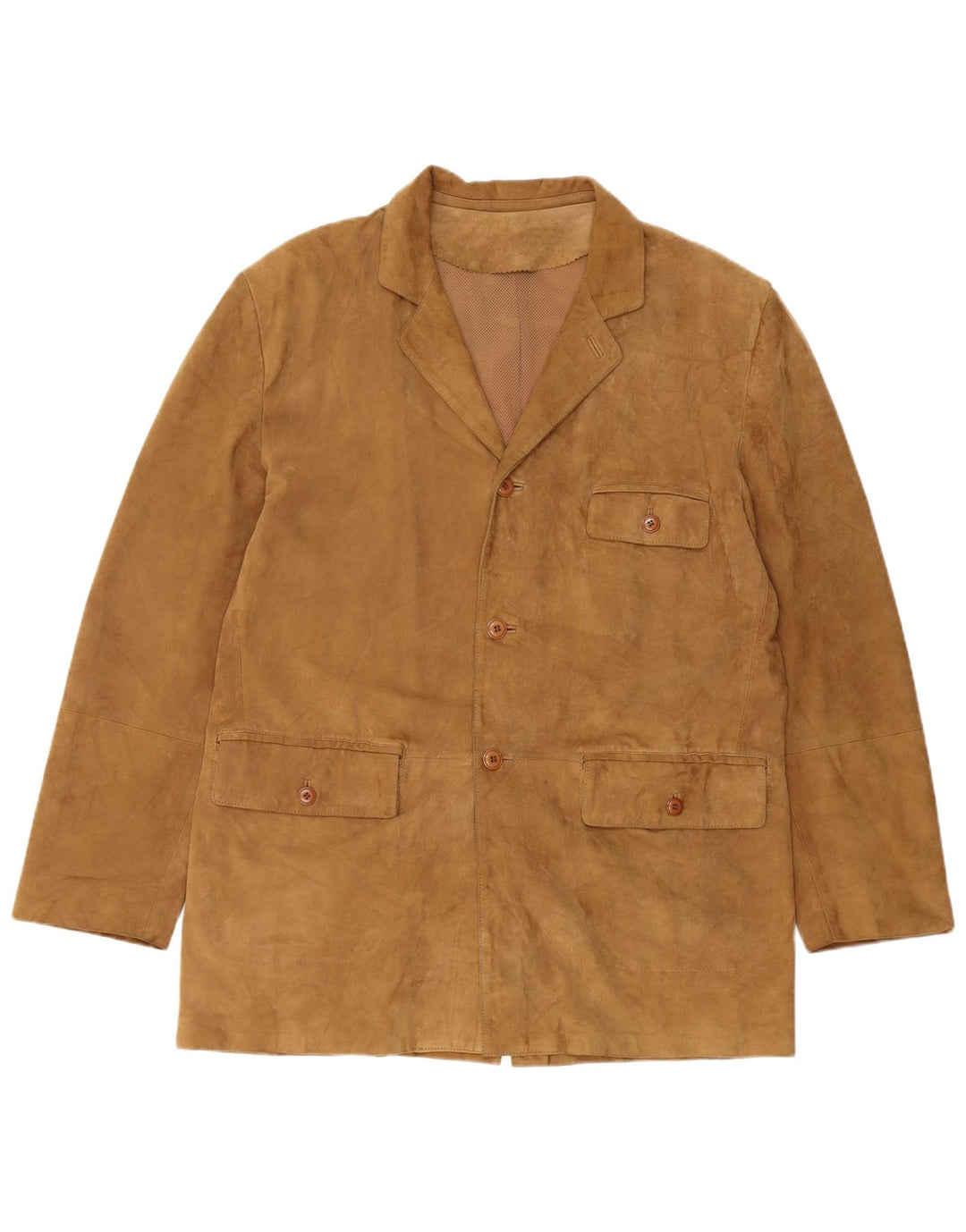 ВИНТАЖНЫЙ мужской замшевый пиджак на 3 пуговицах, Великобритания, 40, большой, бежевый кожаный