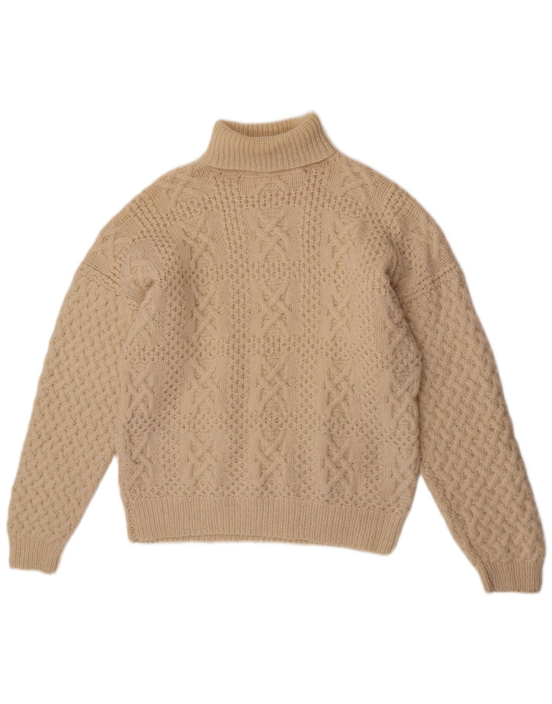 Винтажный мужской свитер с высоким воротником XL Off White