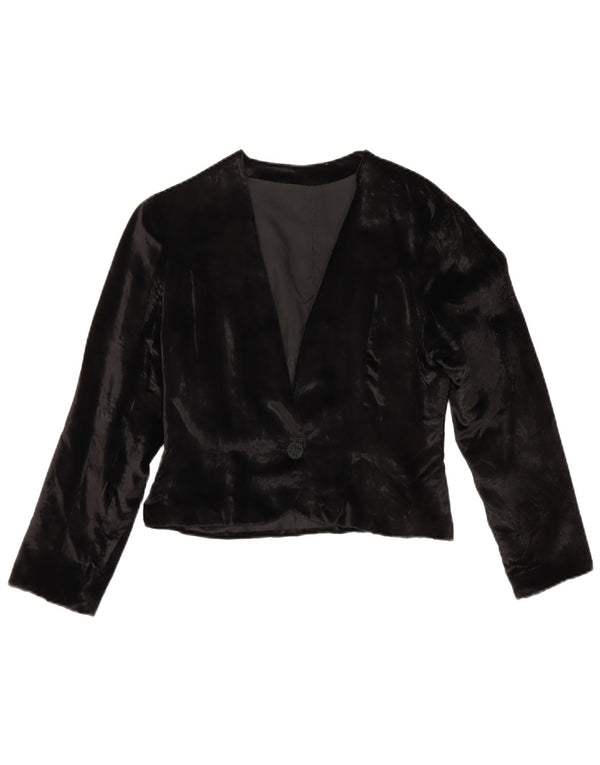 Винтажное женское бархатное болеро, Великобритания 10, маленькое черное
