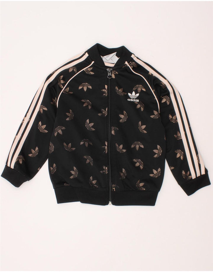 Спортивный костюм Adidas для девочек с графическим рисунком, верхняя куртка, 3-4 года, черный полиэстер