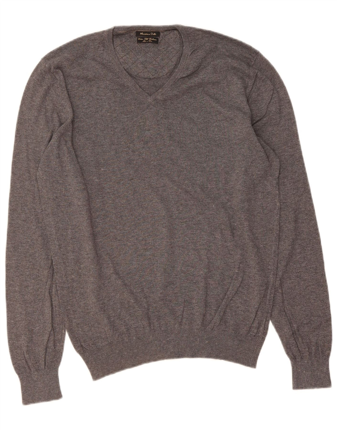 MASSIMO DUTTI Mens V-Neck Jumper Sweater Medium Grey Cotton
