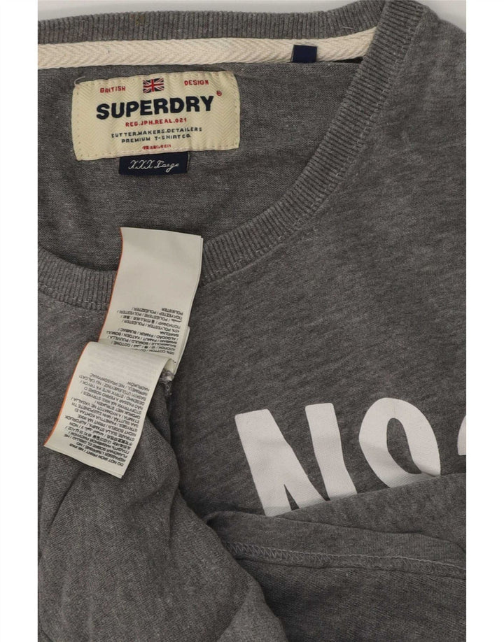 Мужской топ с рисунком Superdry с длинным рукавом 3XL, серый хлопок