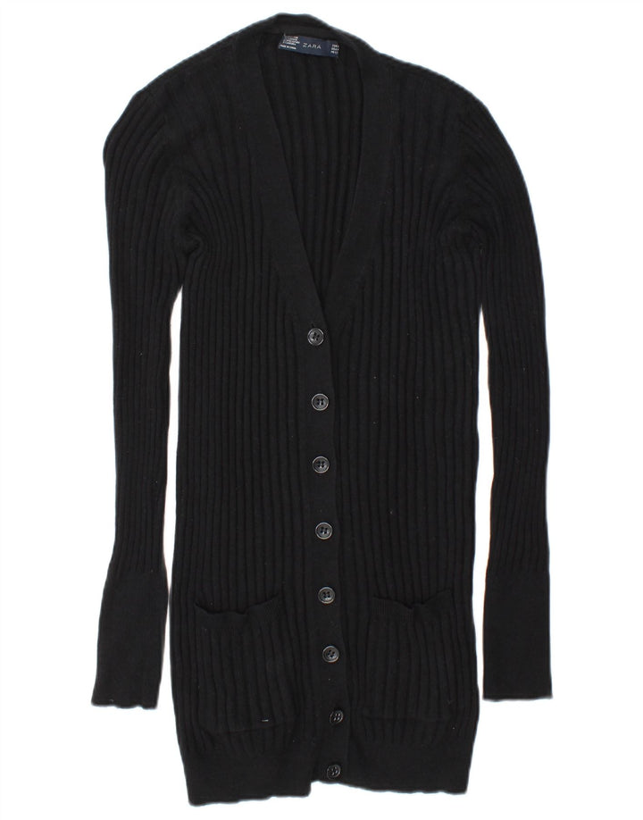 Женский кардиган Zara UK 14, хлопковый средний черный цвет