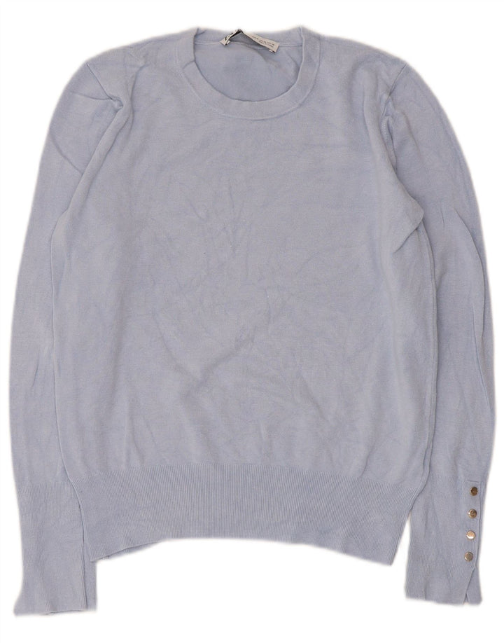 Женский джемпер с круглым вырезом Zara UK 12, средний синий цвет