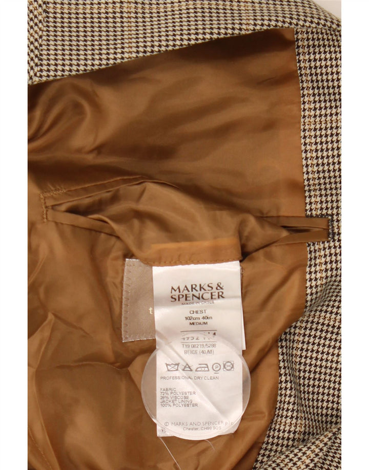 Мужской пиджак на двух пуговицах Marks & Spencer UK 40, средний коричневый с узором «гусиные лапки»