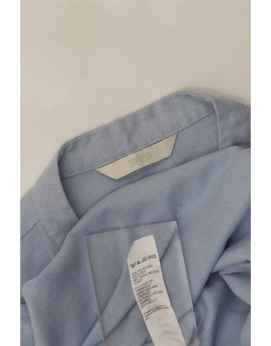 Женская блузка-рубашка с рукавом 3/4 Marks & Spencer UK 12, средний синий полиэстер