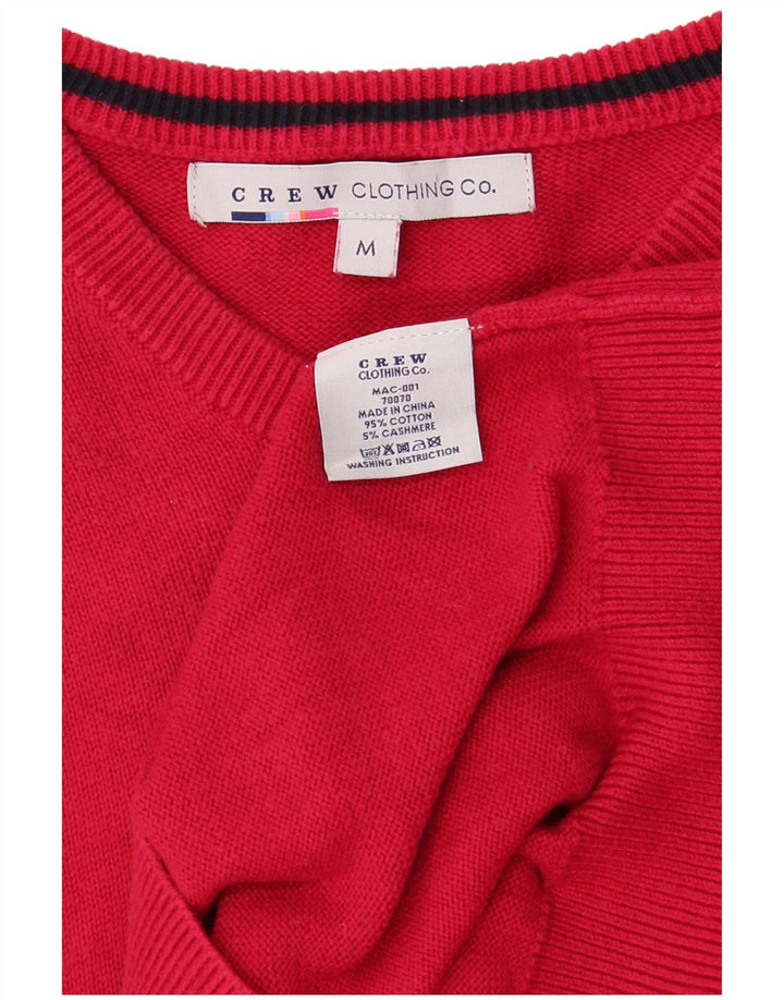 Crew Clothing Мужской джемпер с v-образным вырезом, свитер среднего красного цвета, хлопок