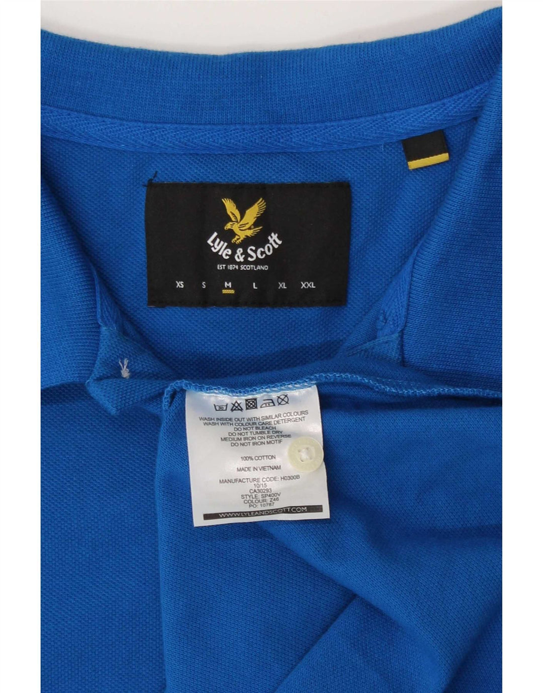 Мужская рубашка-поло Lyle & Scott, хлопок среднего синего цвета
