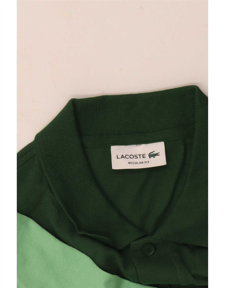 Мужская рубашка-поло стандартного кроя Lacoste среднего зеленого цвета с цветными блоками