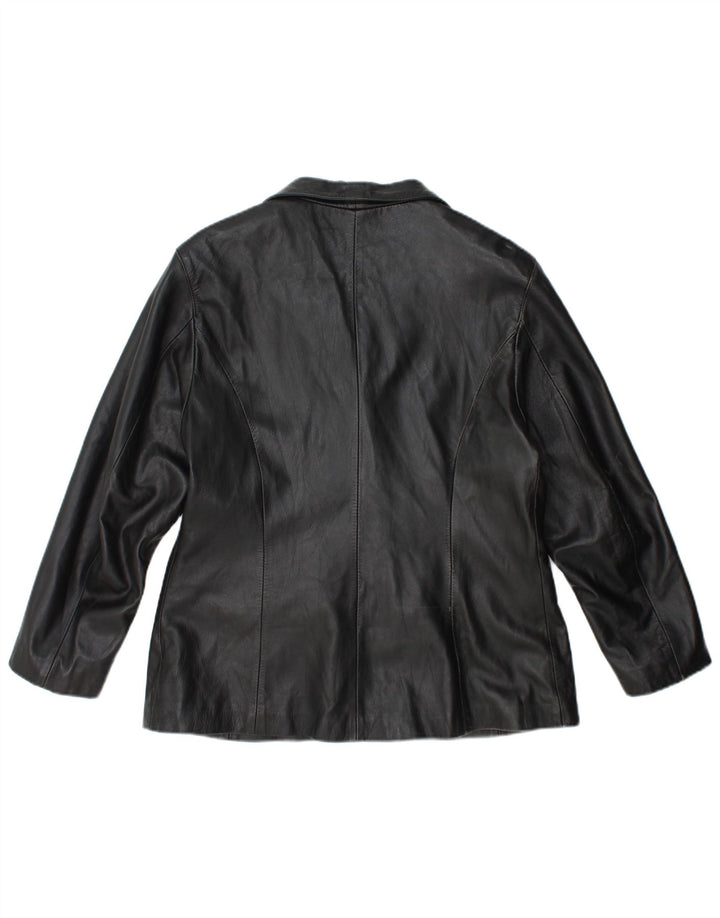 Винтажная женская кожаная куртка IT 50 XL Черная кожа