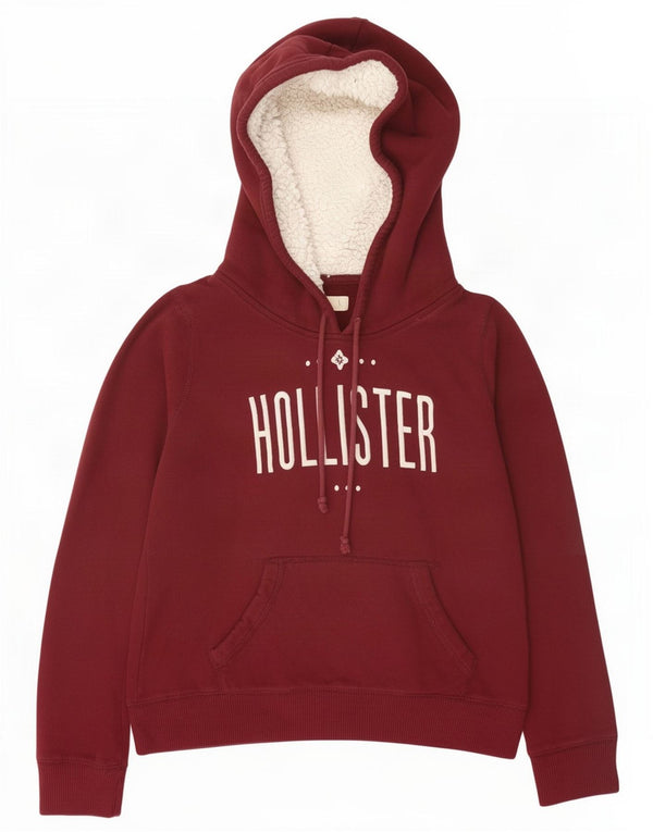 Женский джемпер с капюшоном Hollister UK 16, большой бордовый хлопок