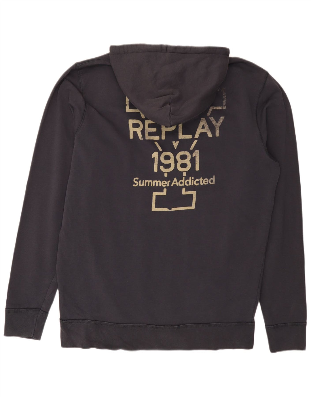 Мужской свитер с капюшоном и молнией с графическим рисунком REPLAY 2XL, темно-синий, хлопок