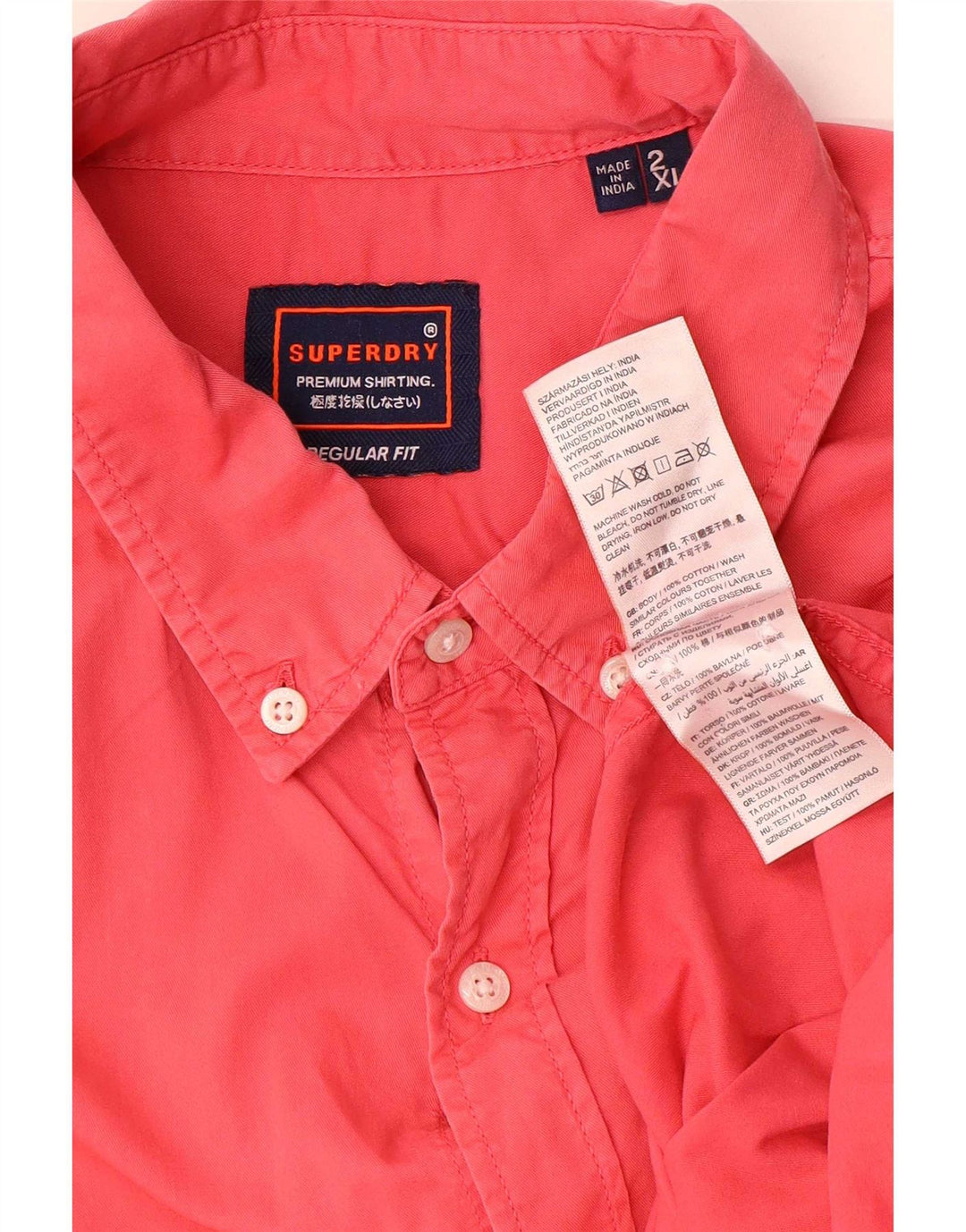 Мужская рубашка обычного кроя Superdry 2XL, красный хлопок