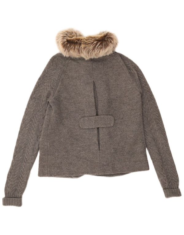 Женская дафл куртка Massimo Dutti UK 10, маленькая, серая, шерсть
