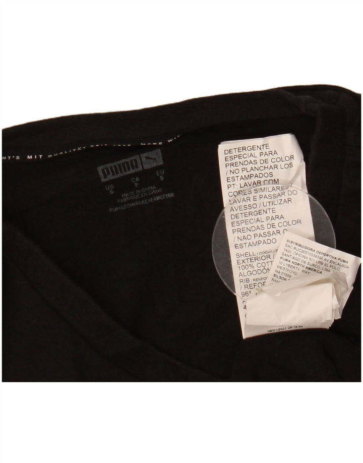 Мужская футболка с рисунком Puma, маленькая, черная, хлопковая, с цветочным принтом, природа