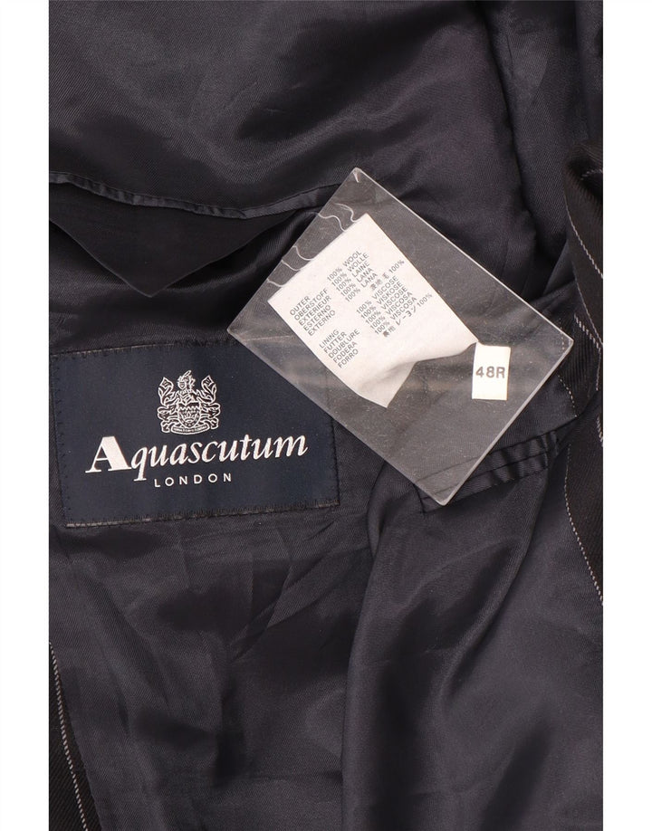 Мужской пиджак Aquascutum с 2 пуговицами, Великобритания 48, размер 3XL, темно-синий, шерстяной в тонкую полоску