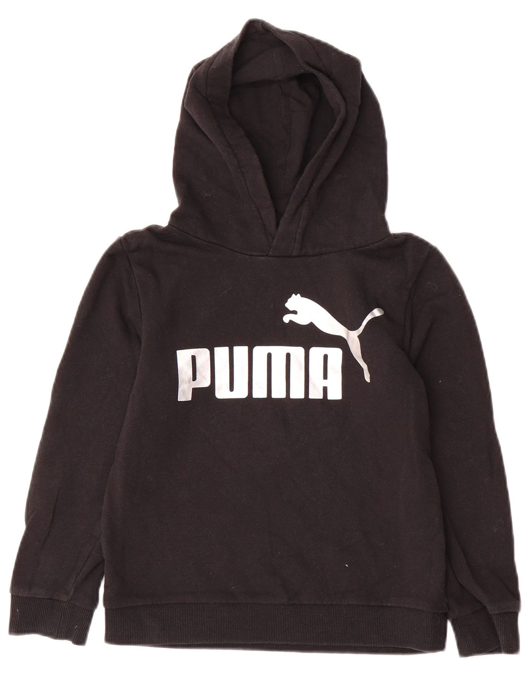 Толстовка с капюшоном PUMA для девочек 7-8 лет, черный хлопок