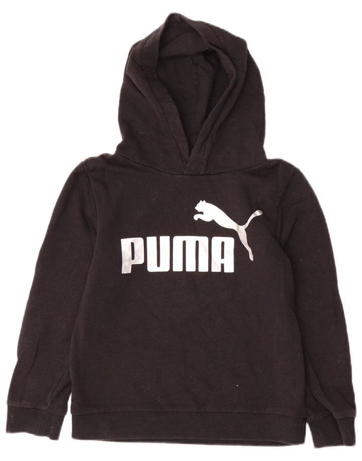 Толстовка с капюшоном PUMA для девочек 7-8 лет, черный хлопок