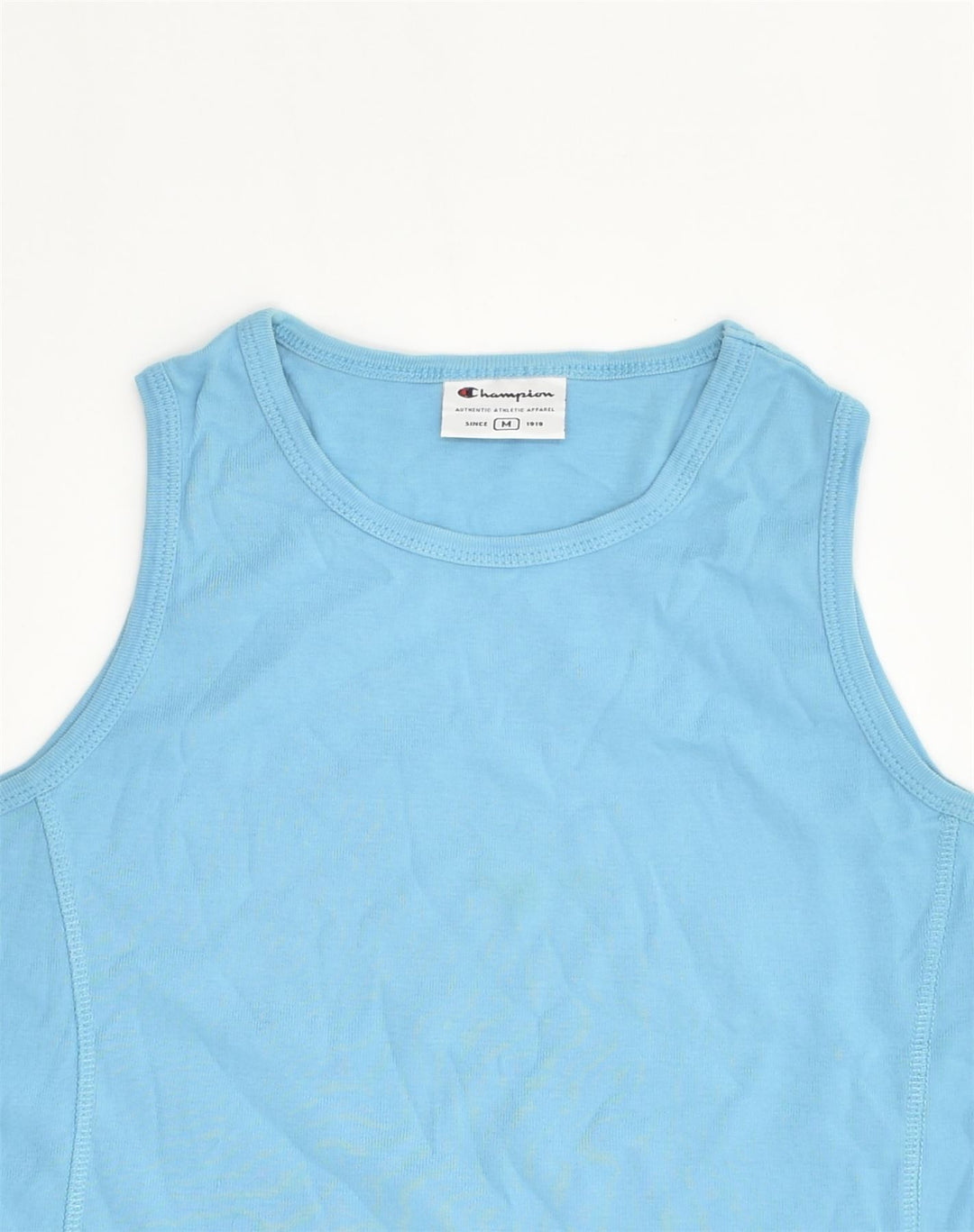 CHAMPION Womens Vest Top UK 12 Medium Blue Cotton | Vintage Champion | Thrift | Second-Hand Champion | Used Clothing | Messina Hembry 