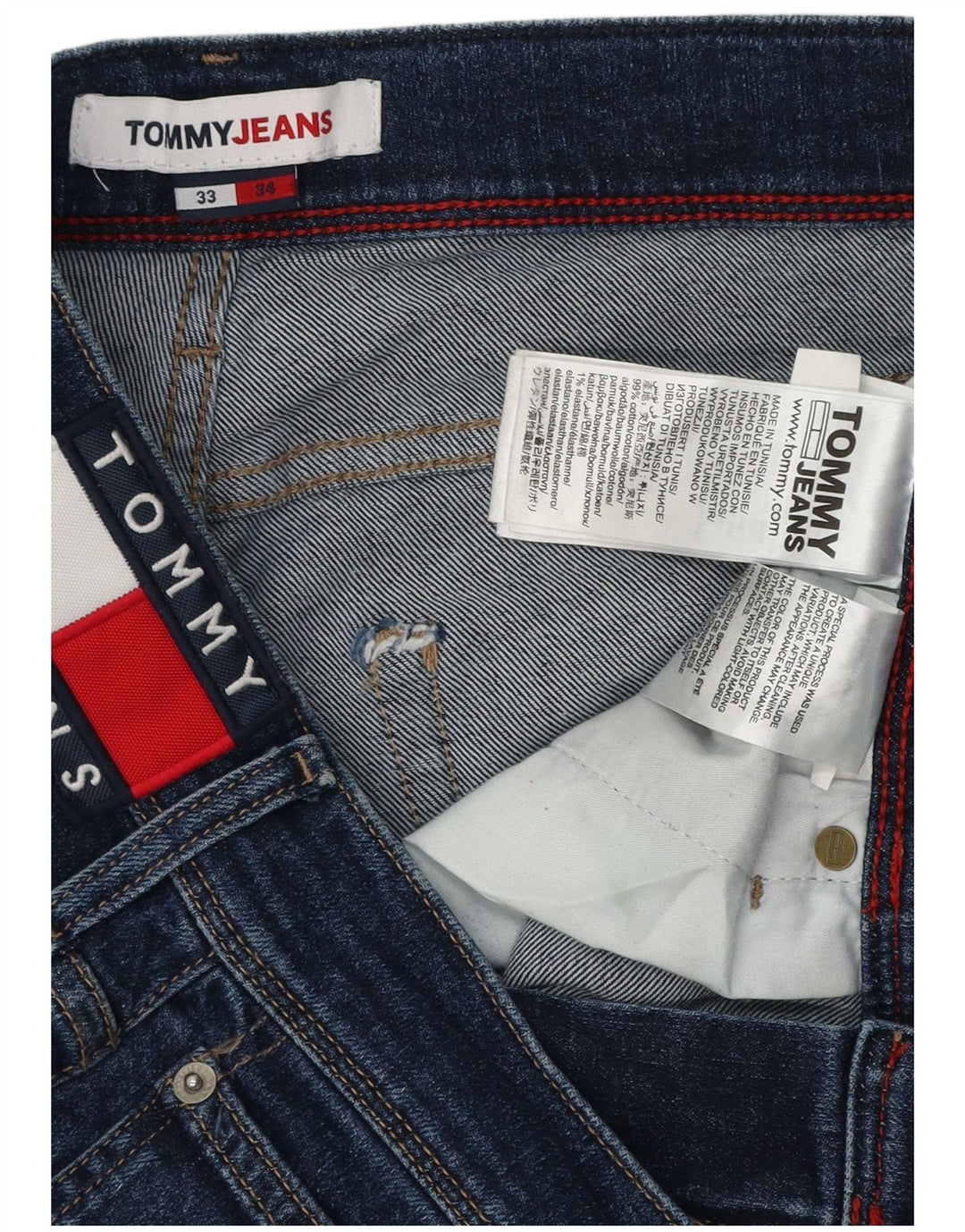 Tommy Jeans Мужские узкие джинсы W33 L34 Темно-синий хлопок