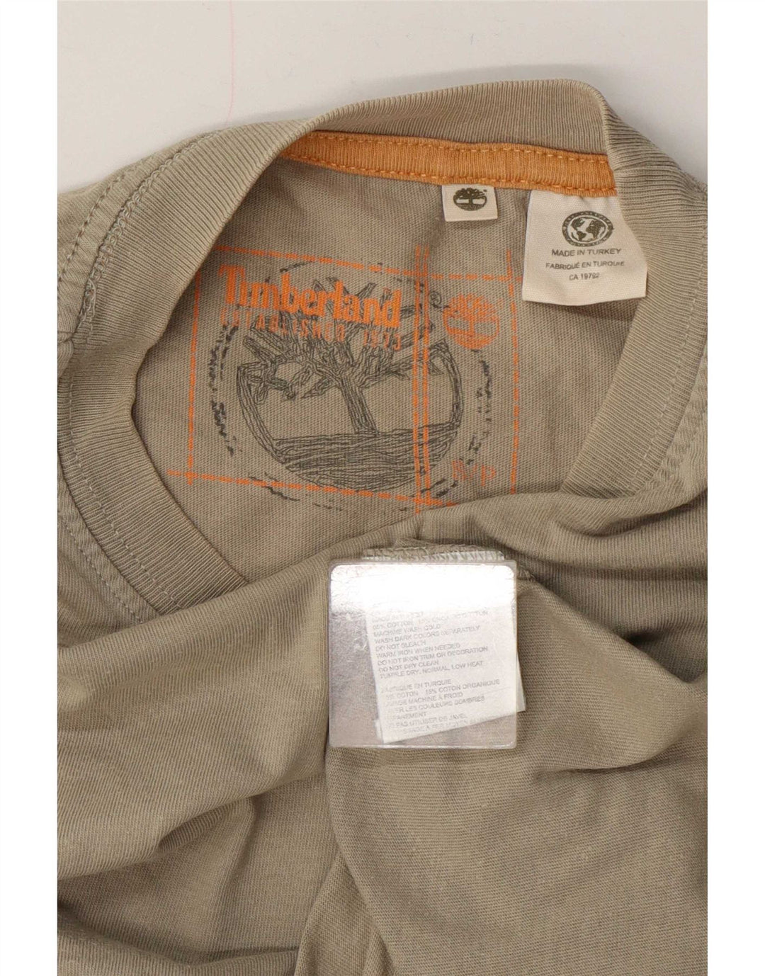 Мужская футболка с рисунком Timberland, маленький размер, цвет хаки, хлопок