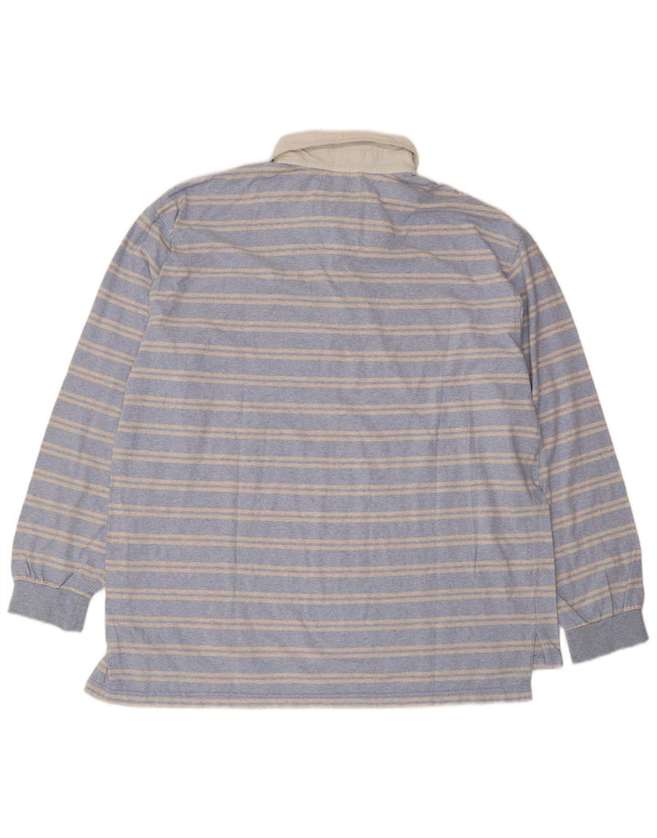 Мужская рубашка поло Slam с длинным рукавом 2XL, хлопковая синяя полоска