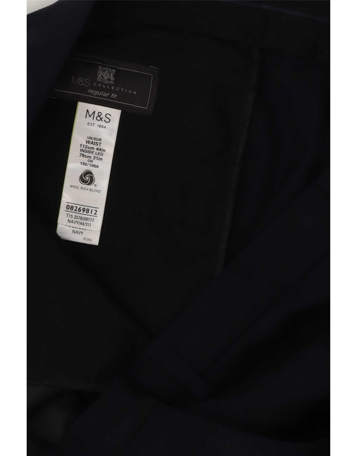 Мужские костюмные брюки классического кроя Marks & Spencer W44 L31 темно-синие из полиэстера