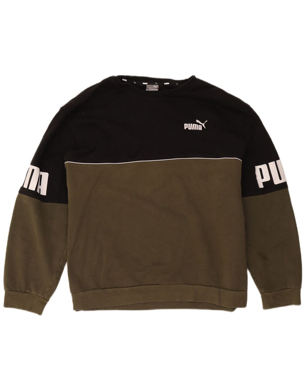Мужской свитшот с рисунком Puma, 2XL, хаки, хлопок с цветными блоками