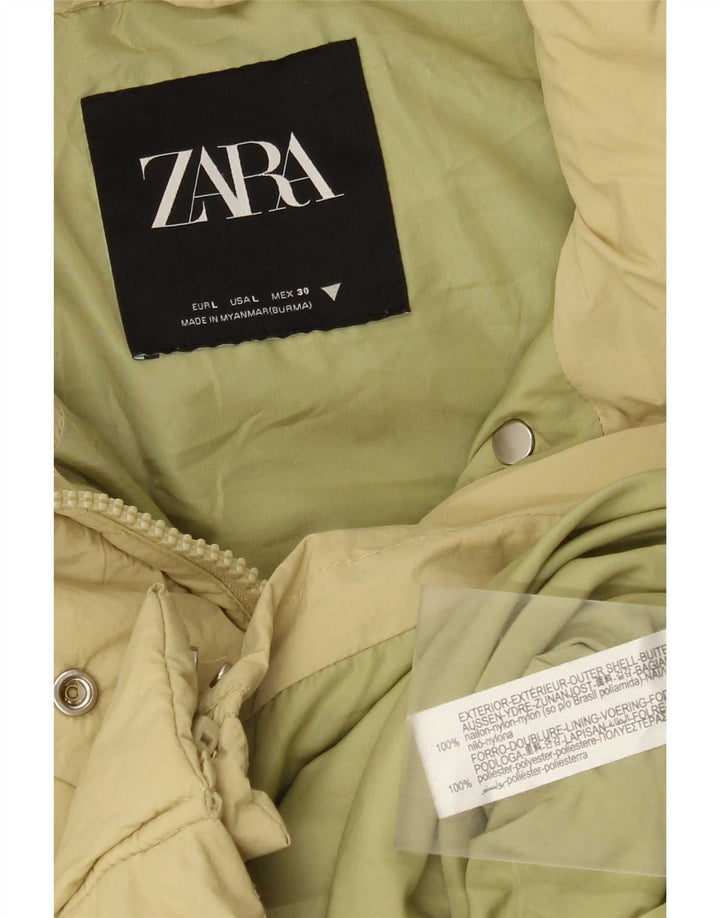 Женская стеганая куртка Zara UK 16, большой желтый нейлон
