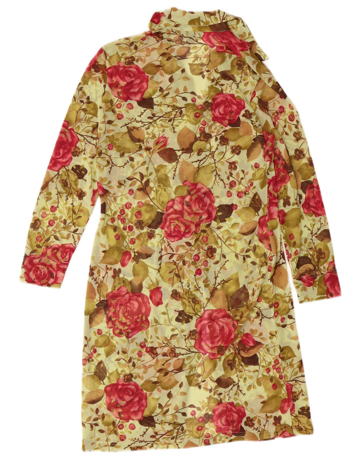 Женское платье-рубашка Kookai с длинным рукавом, размер 1, маленькое, зеленое, в богемном стиле с цветочным принтом