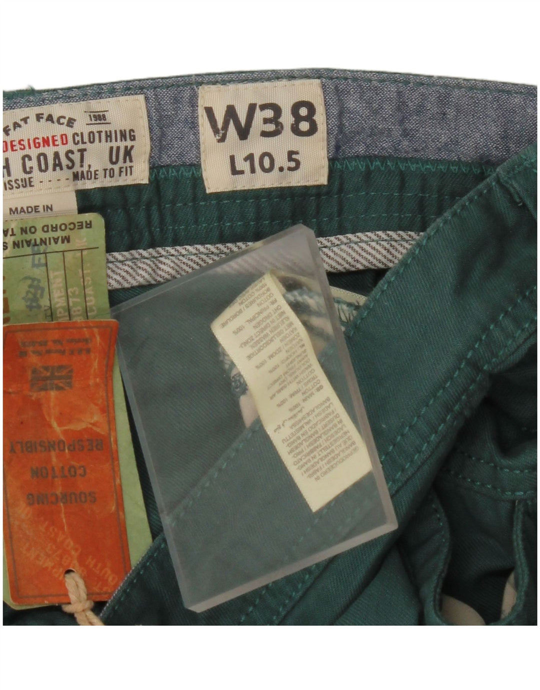 Мужские шорты чинос FAT FACE W38 XL, зеленые, хлопковые