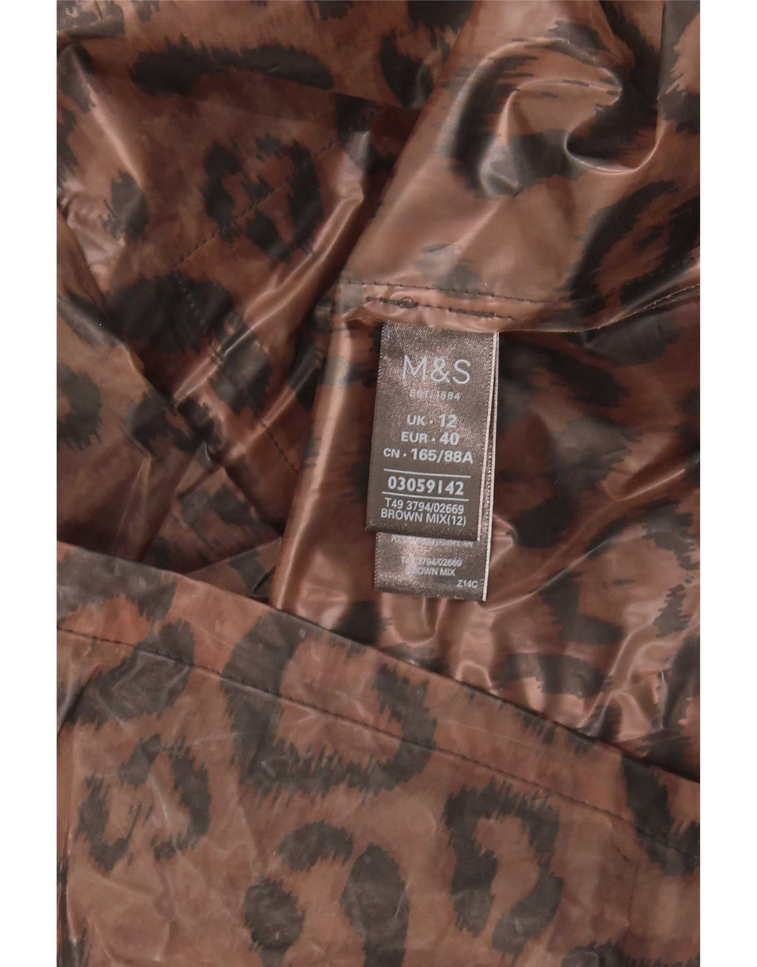 Женский плащ с капюшоном Marks & Spencer UK 12, средний коричневый с животным принтом