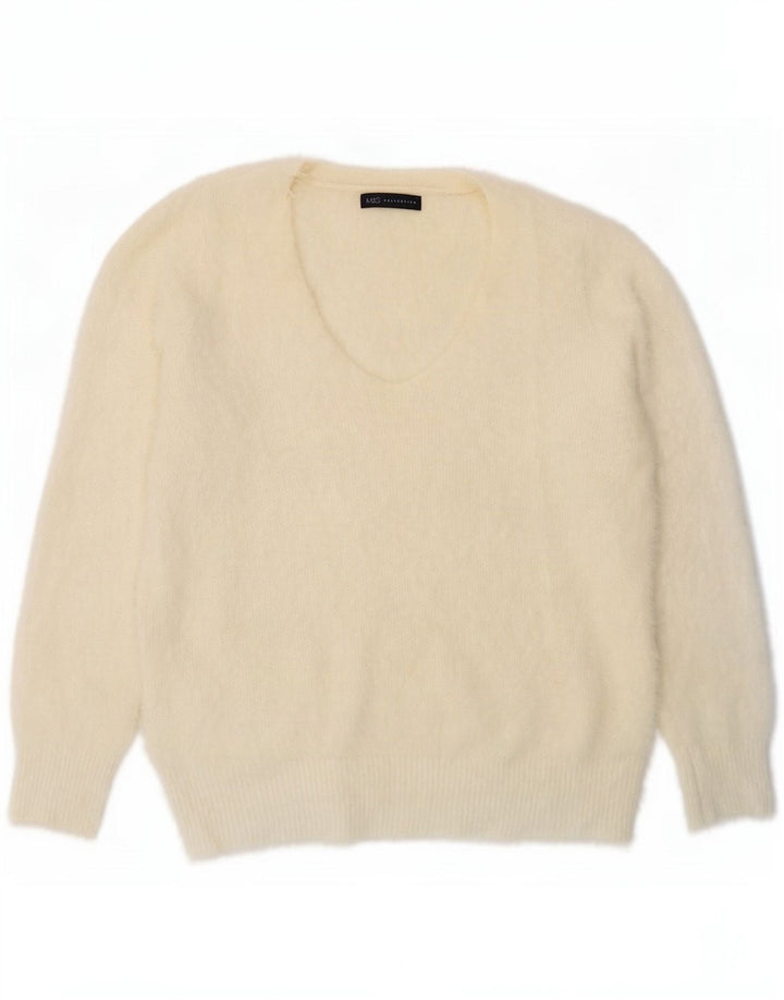Женский джемпер с v-образным вырезом Marks & Spencer UK 16, большой Off White