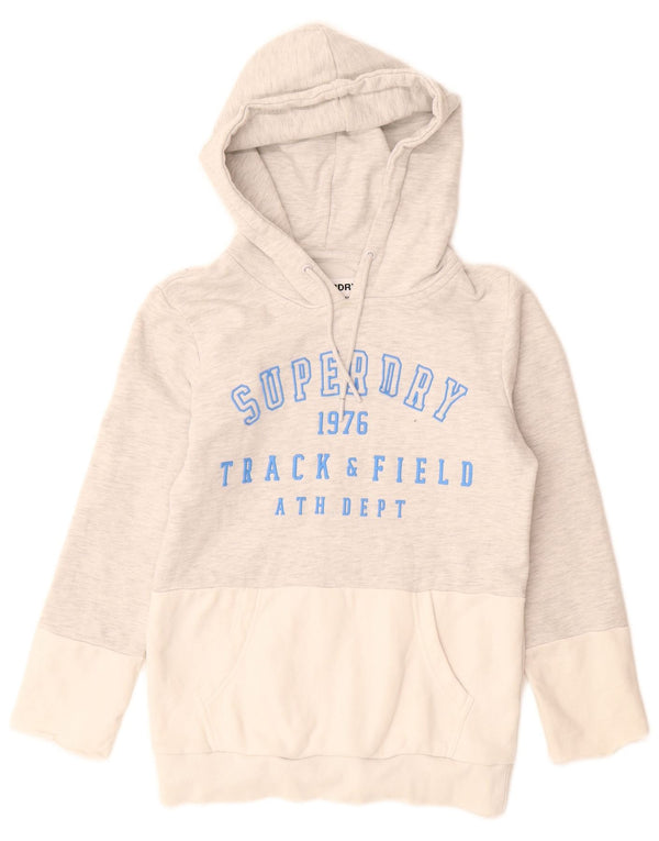 Женский джемпер с капюшоном SUPERDRY UK 10, маленький серый, хлопок с цветными блоками